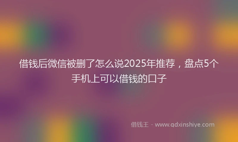 借钱后微信被删了怎么说2025年推荐，盘点5个手机上可以借钱的口子