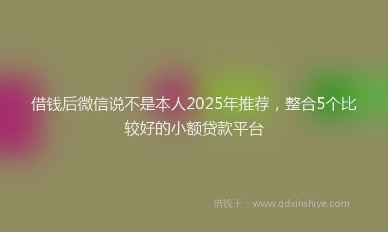 借钱后微信说不是本人2025年推荐，整合5个比较好的小额贷款平台