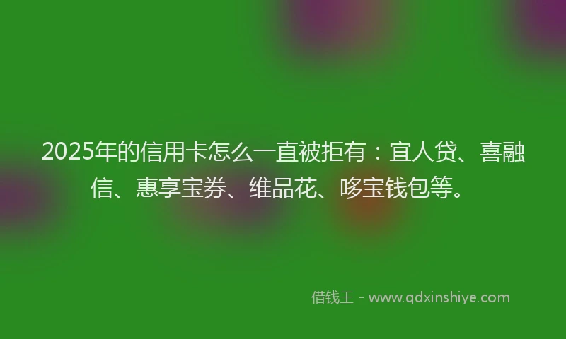 2025年的信用卡怎么一直被拒有：宜人贷、喜融信、惠享宝券、维品花、哆宝钱包等。