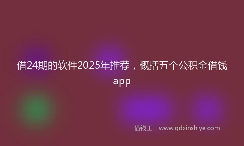 借24期的软件2025年推荐，概括五个公积金借钱app