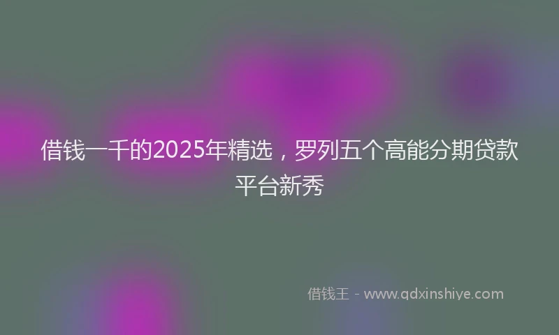 借钱一千的2025年精选，罗列五个高能分期贷款平台新秀