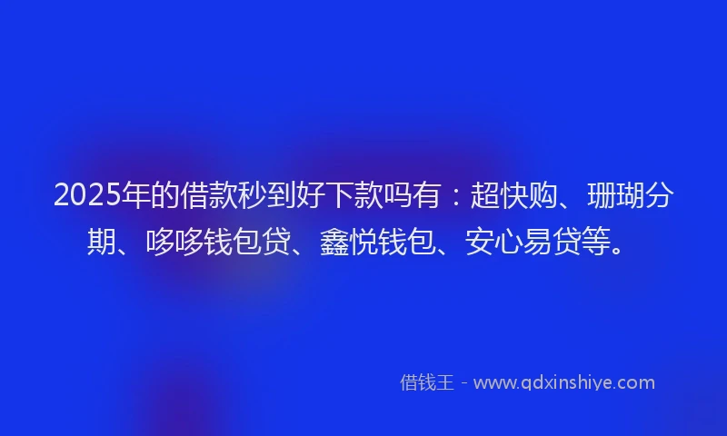 2025年的借款秒到好下款吗有：超快购、珊瑚分期、哆哆钱包贷、鑫悦钱包、安心易贷等。