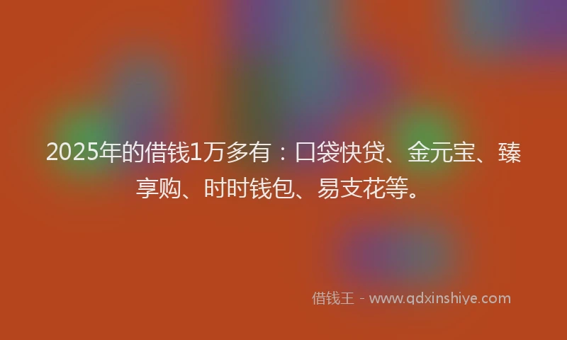 2025年的借钱1万多有：口袋快贷、金元宝、臻享购、时时钱包、易支花等。