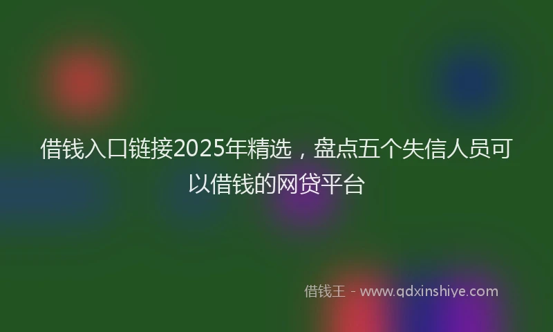 借钱入口链接2025年精选，盘点五个失信人员可以借钱的网贷平台