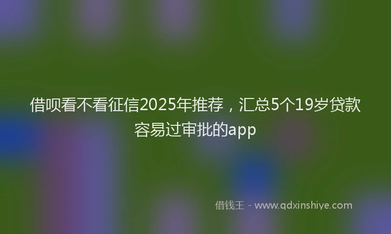 借呗看不看征信2025年推荐，汇总5个19岁贷款容易过审批的app
