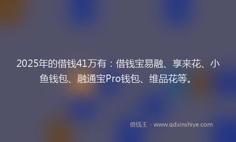 2025年的借钱41万有：借钱宝易融、享来花、小鱼钱包、融通宝Pro钱包、维品花等。