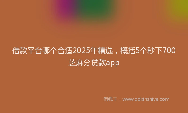 借款平台哪个合适2025年精选,概括5个秒下700芝麻分贷款app