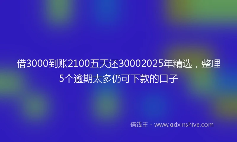借3000到账2100五天还30002025年精选，整理5个逾期太多仍可下款的口子