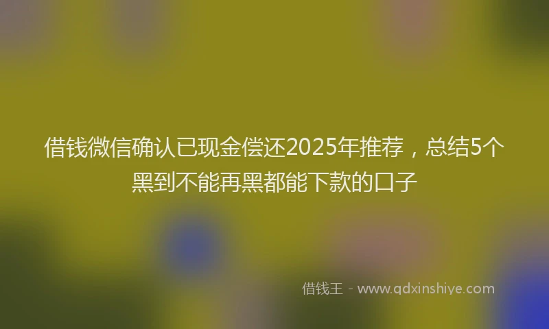 借钱微信确认已现金偿还2025年推荐，总结5个黑到不能再黑都能下款的口子