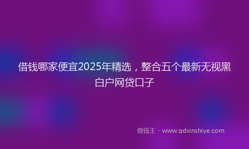借钱哪家便宜2025年精选，整合五个最新无视黑白户网贷口子
