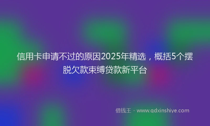 信用卡申请不过的原因2025年精选，概括5个摆脱欠款束缚贷款新平台