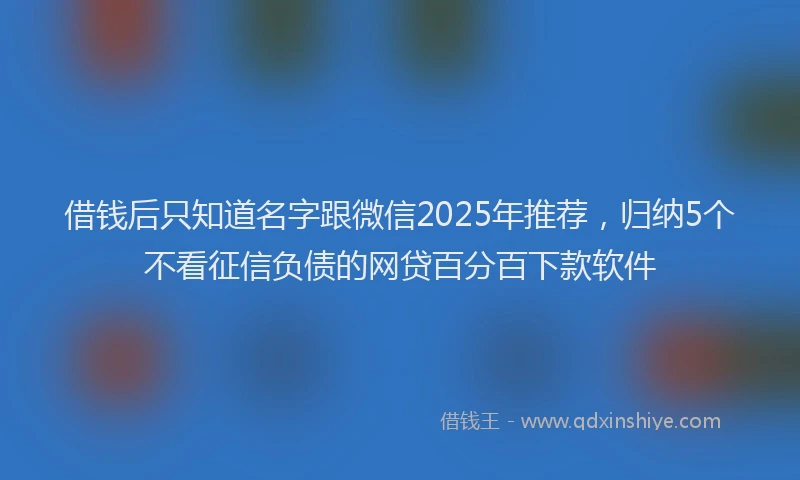 借钱后只知道名字跟微信2025年推荐，归纳5个不看征信负债的网贷百分百下款软件