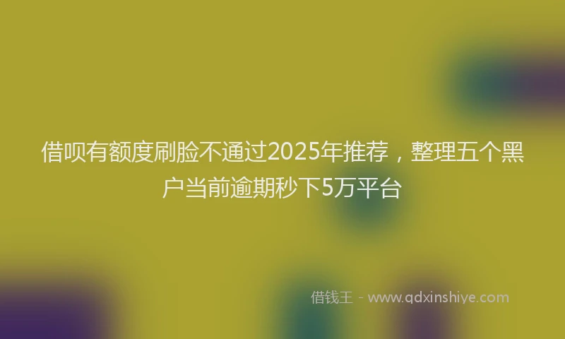 借呗有额度刷脸不通过2025年推荐，整理五个黑户当前逾期秒下5万平台