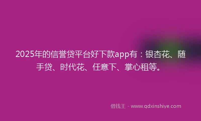 2025年的信誉贷平台好下款app有：银杏花、随手贷、时代花、任意下、掌心租等。