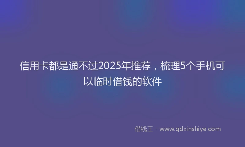 信用卡都是通不过2025年推荐，梳理5个手机可以临时借钱的软件