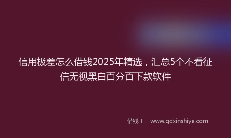 信用极差怎么借钱2025年精选，汇总5个不看征信无视黑白百分百下款软件