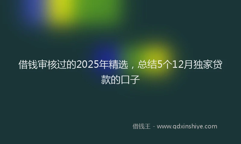 借钱审核过的2025年精选，总结5个12月独家贷款的口子