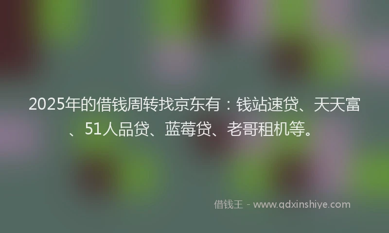 2025年的借钱周转找京东有：钱站速贷、天天富、51人品贷、蓝莓贷、老哥租机等。