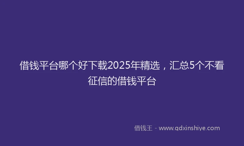 借钱平台哪个好下载2025年精选，汇总5个不看征信的借钱平台