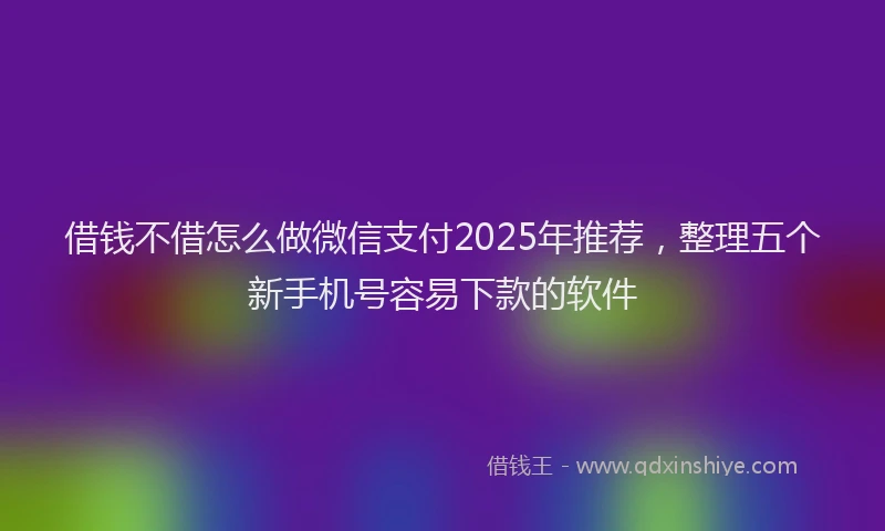 借钱不借怎么做微信支付2025年推荐，整理五个新手机号容易下款的软件