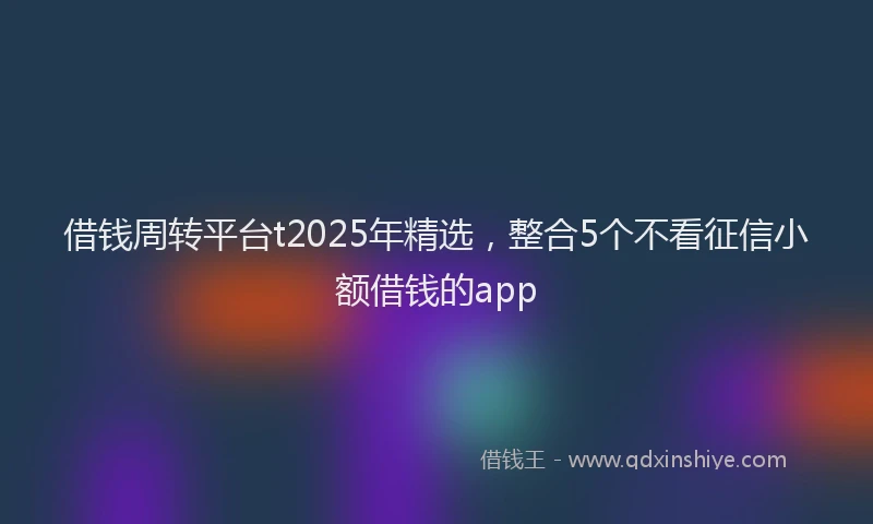 借钱周转平台t2025年精选，整合5个不看征信小额借钱的app