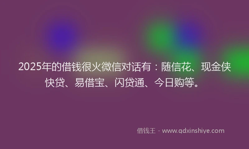 2025年的借钱很火微信对话有：随信花、现金侠快贷、易借宝、闪贷通、今日购等。