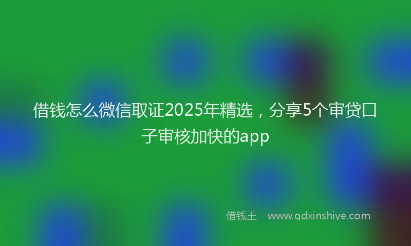 借钱怎么微信取证2025年精选，分享5个审贷口子审核加快的app