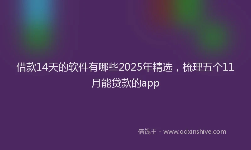 借款14天的软件有哪些2025年精选，梳理五个11月能贷款的app
