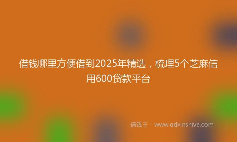 借钱哪里方便借到2025年精选，梳理5个芝麻信用600贷款平台