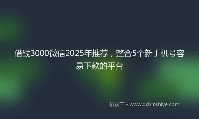 借钱3000微信2025年推荐，整合5个新手机号容易下款的平台