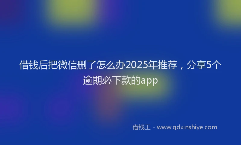 借钱后把微信删了怎么办2025年推荐，分享5个逾期必下款的app
