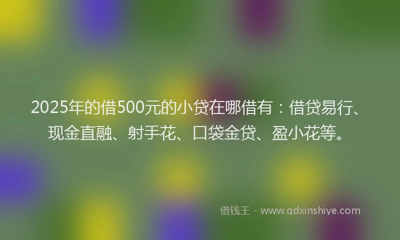 2025年的借500元的小贷在哪借有：借贷易行、现金直融、射手花、口袋金贷、盈小花等。