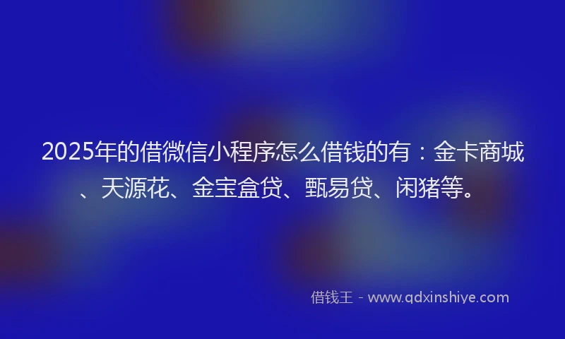 2025年的借微信小程序怎么借钱的有：金卡商城、天源花、金宝盒贷、甄易贷、闲猪等。