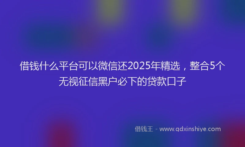 借钱什么平台可以微信还2025年精选,整合5个无视征信黑户必下的贷款口子