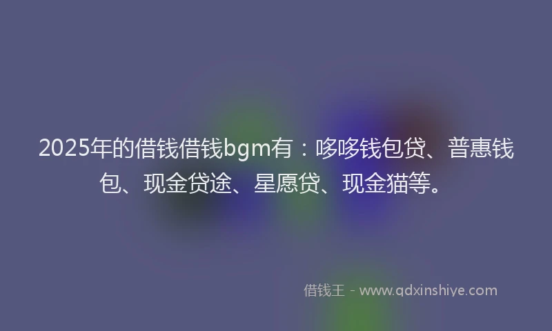 2025年的借钱借钱bgm有：哆哆钱包贷、普惠钱包、现金贷途、星愿贷、现金猫等。