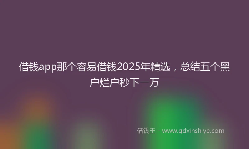 借钱app那个容易借钱2025年精选，总结五个黑户烂户秒下一万