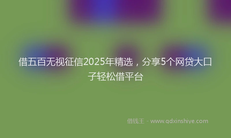 借五百无视征信2025年精选，分享5个网贷大口子轻松借平台