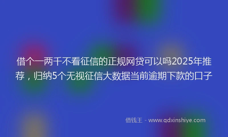 借个一两千不看征信的正规网贷可以吗2025年推荐，归纳5个无视征信大数据当前逾期下款的口子