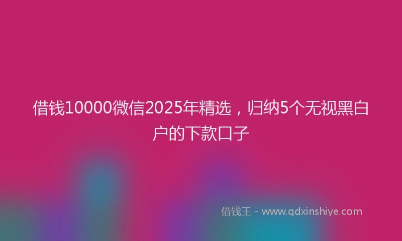 借钱10000微信2025年精选，归纳5个无视黑白户的下款口子