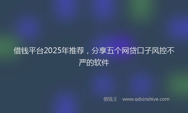 借钱平台2025年推荐，分享五个网贷口子风控不严的软件