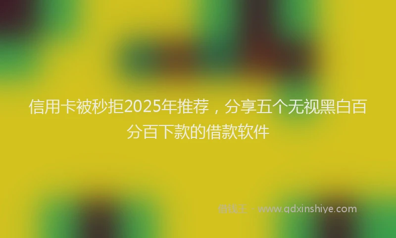 信用卡被秒拒2025年推荐，分享五个无视黑白百分百下款的借款软件