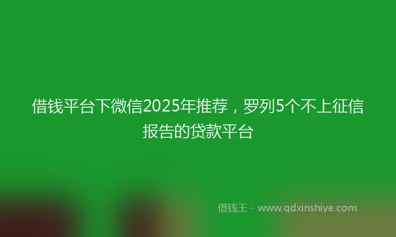 借钱平台下微信2025年推荐，罗列5个不上征信报告的贷款平台