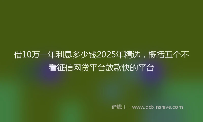 借10万一年利息多少钱2025年精选，概括五个不看征信网贷平台放款快的平台