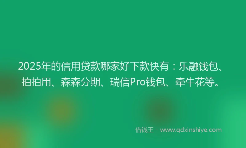 2025年的信用贷款哪家好下款快有：乐融钱包、拍拍用、森森分期、瑞信Pro钱包、牵牛花等。