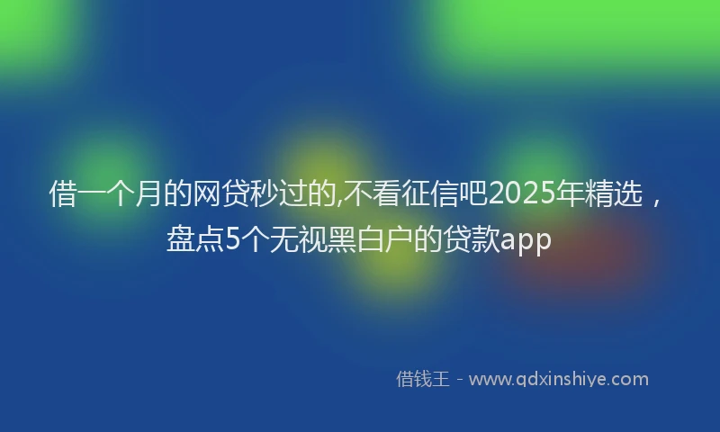 借一个月的网贷秒过的,不看征信吧2025年精选，盘点5个无视黑白户的贷款app