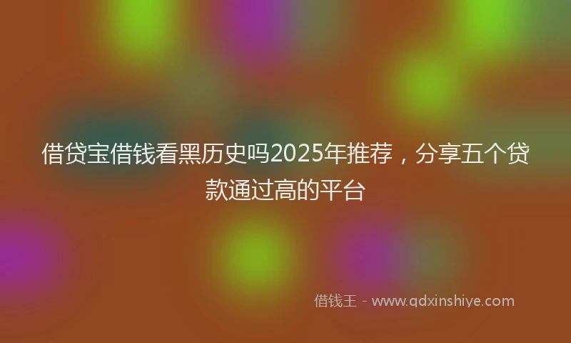 借贷宝借钱看黑历史吗2025年推荐，分享五个贷款通过高的平台
