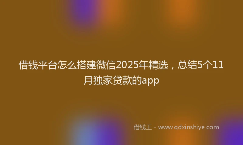借钱平台怎么搭建微信2025年精选，总结5个11月独家贷款的app