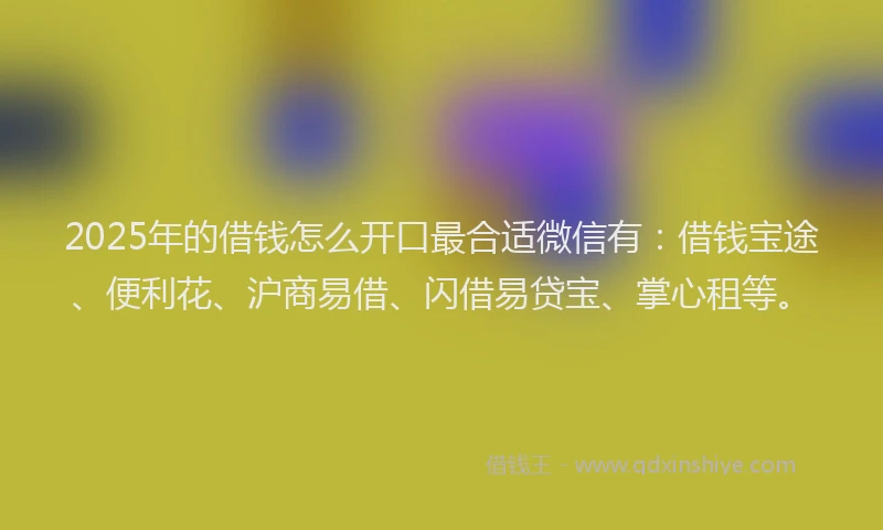 2025年的借钱怎么开口最合适微信有：借钱宝途、便利花、沪商易借、闪借易贷宝、掌心租等。
