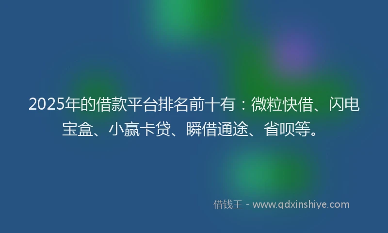 2025年的借款平台排名前十有：微粒快借、闪电宝盒、小赢卡贷、瞬借通途、省呗等。