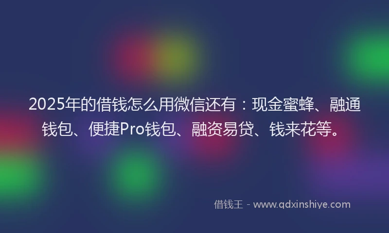 2025年的借钱怎么用微信还有：现金蜜蜂、融通钱包、便捷Pro钱包、融资易贷、钱来花等。